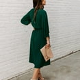 thumbnail image 5 of Njoeus Women's 2023 Fall Winter Long Sleeve Midi Dress Casual Crewneck Solid Flowy Belted A-Line High Waist Dresses, 5 of 8