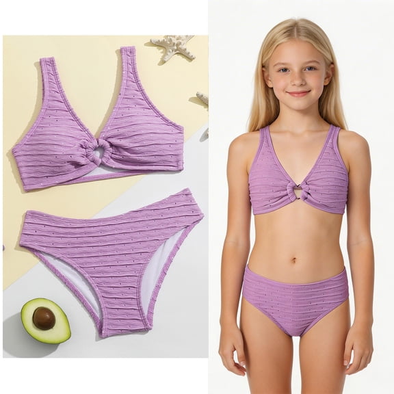 Tween Girls Swimsuits Quick Dry 2 Piece Girls' Swimwear with Chest Pad Tween Bathing Suits Girls 11-12 Years