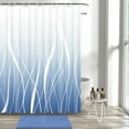 thumbnail image 3 of FRAMICS 15-Piece Ombre Blue Shower Curtain Sets with Rugs, Waterproof Fabric Striped Gradient Bathroom Sets, 72" x 72", 3 of 10