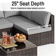 thumbnail image 5 of Patio Furniture Set, 7 Pieces Outdoor Conversation Set with Rattan Sectional Sofa, Glass Bistro Coffee Table for Garden Backyard, Gray Removable Cushion, 5 of 9