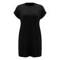 thumbnail image 5 of Xuplwnp Women's Casual Dress Solid Color Round Neck Bat Sleeve Short Sleeve Hidden Pockets Loose Casual Dress Womens Dresses Size XXL, 5 of 6