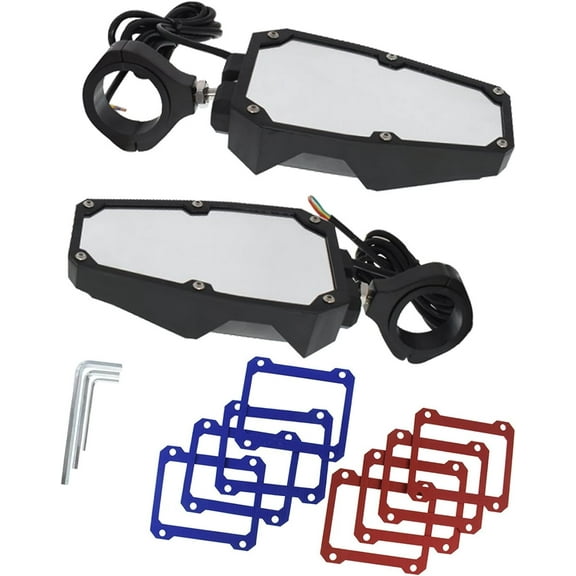 PET-U For Polaris RZR 1.75"-2" Roll Cage Rear View Side Mirrors with LED Lights UTV