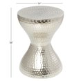 thumbnail image 4 of DecMode Contemporary Metal Hourglass-Shaped Accent Table with Hammered and Visible Dimple Patterns Detail, 14"W x 18"H, Silver, 4 of 17