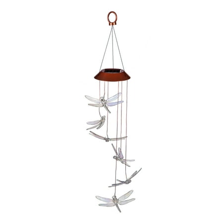UPC: 0808412003868 | Evergreen Color Changing Solar Mobile Iridescent Dragonfly 4.9 x 4.9 x 26 inches.