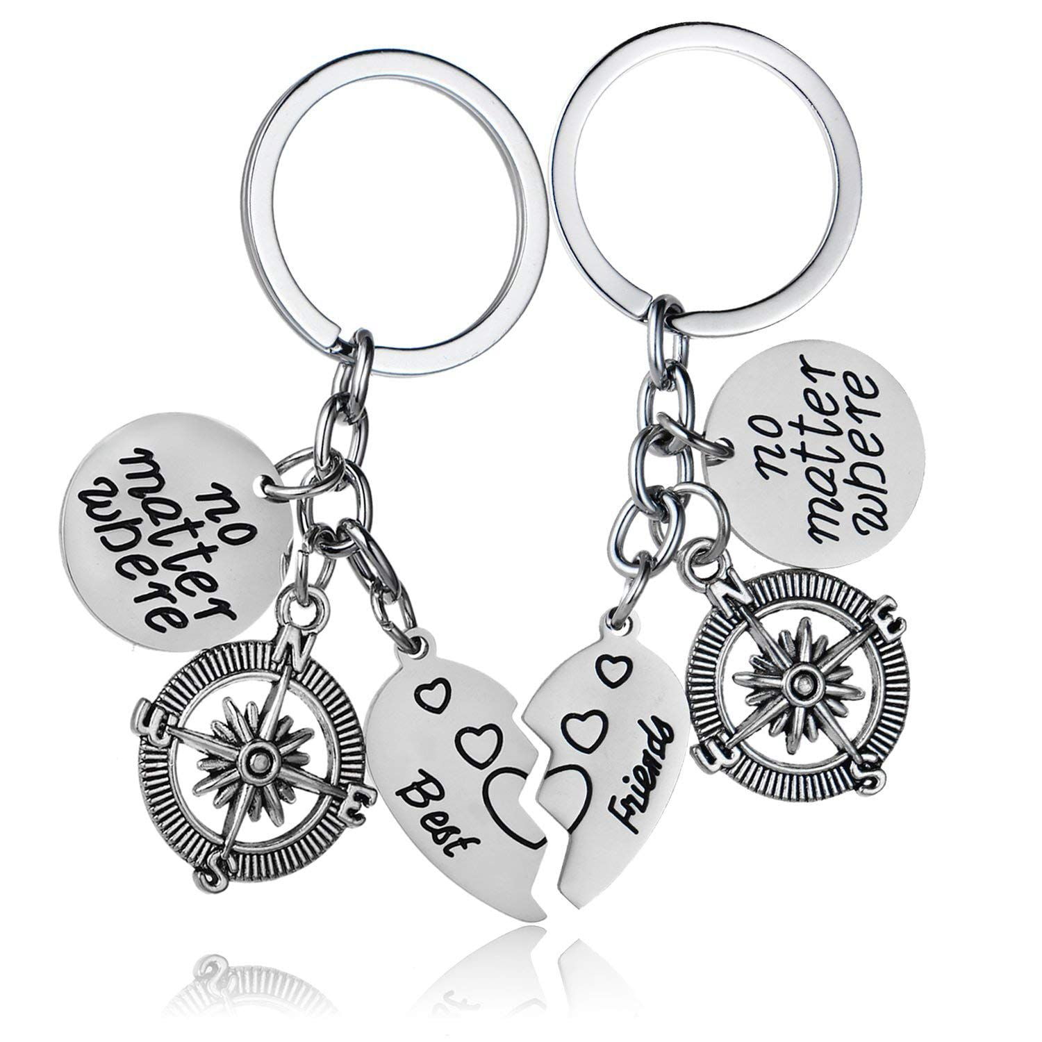 BBF Best Friends keychains Friendship Love Gift Keyrings for Women (2pcs)