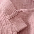 thumbnail image 4 of Puntoco Women's V-Neck Crinkle Cotton Gauze Wrap Robe, 3/4 Sleeve Breathable Sleep Bathrobe with Tie Belt & Pocket Pink XXL, 4 of 7