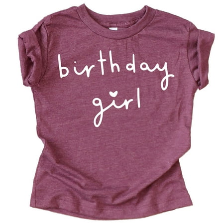 

Olive Loves Apple Birthday Girl with Heart Basic Birthday T Shirts for Any Age Birthday Vintage Burgundy Shirt 5-6