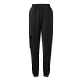 thumbnail image 3 of Summer Pants for Women Cargo Sweatpants Casual Baggy High Waisted Joggers Pants Wide Leg Streetwear With Pockets plus Size Athletic Comfy Pant with Pocket Slim Athletic Warm Yoga for Women Black S, 3 of 4
