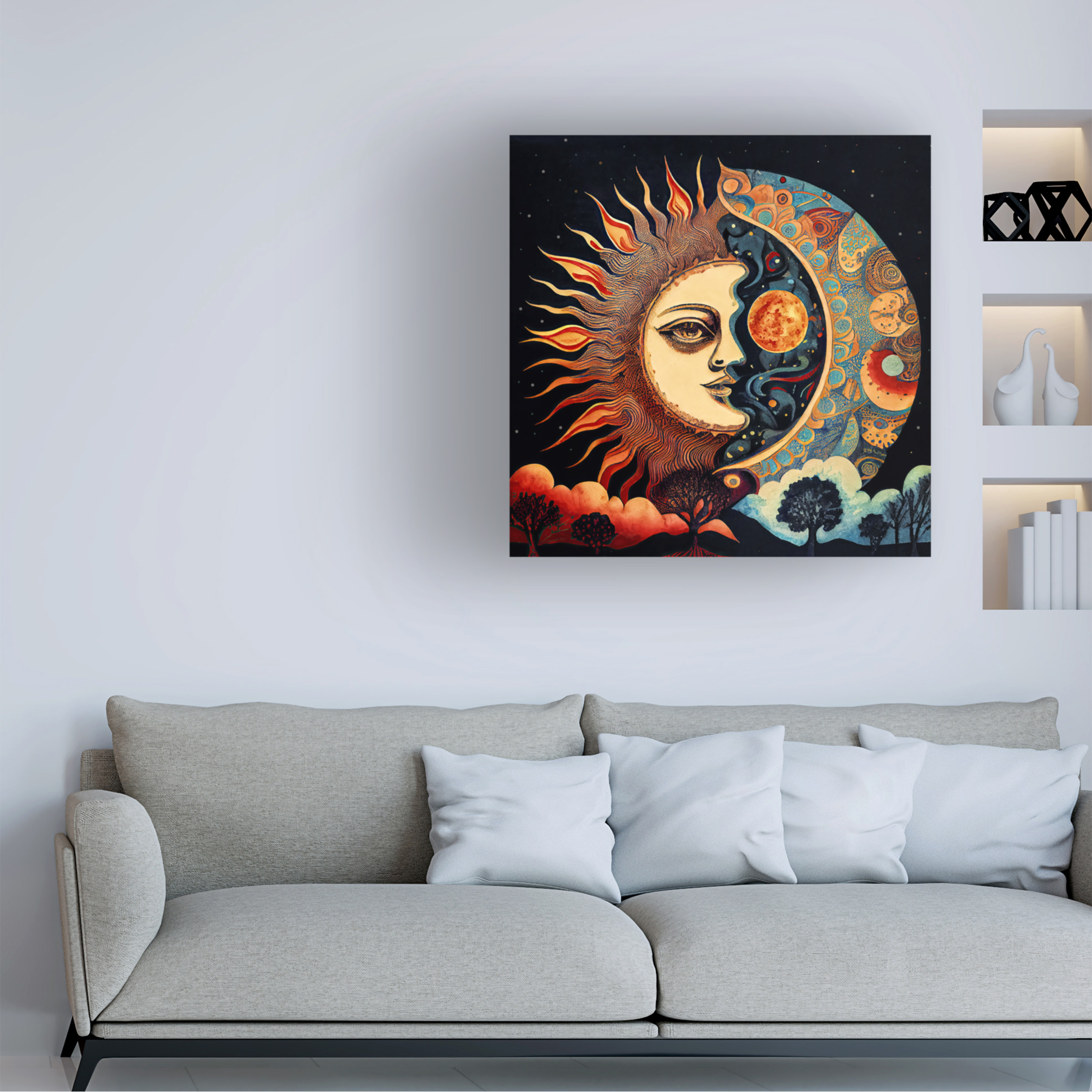 Canvas Wall Art - Sasha 'The Moon Says to the Sun II' Wall Art for Living Room, Bedroom, or Office DÃ©cor by Trademark Fine Art - 35 x 35 Inches