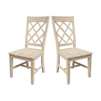 International Concepts Set of Two Solid Wood Dining Chairs, Unfinished