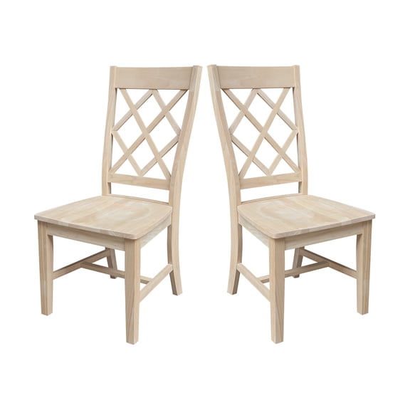 International Concepts Set of Two Solid Wood Dining Chairs, Unfinished