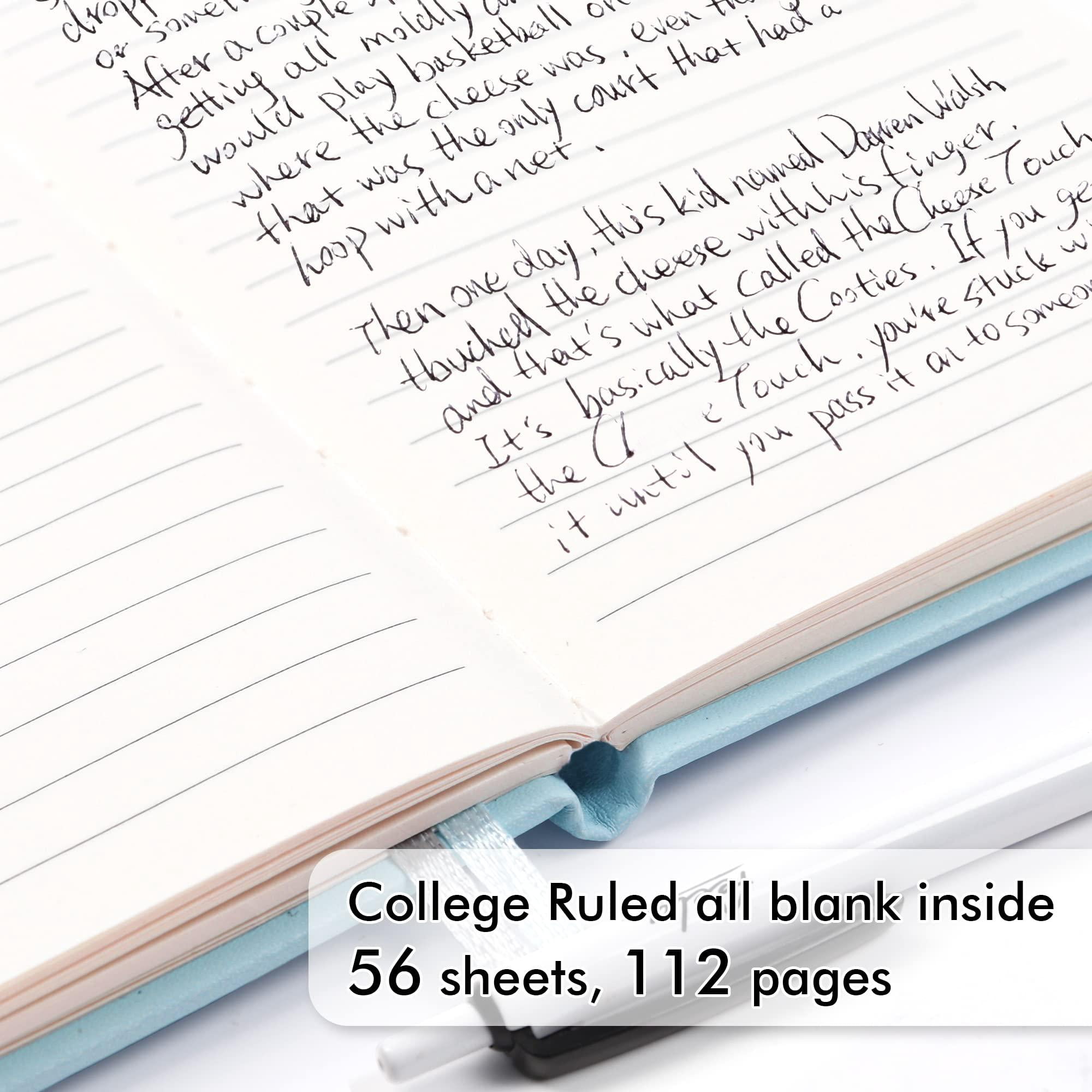 3 Pack Pocket Small Notebook Journals  Mini Cute Memo Notepad Hardcover College Ruled Lined With Pen Holder For Women Office School 3 Black Pens 3.5"x 5.5" A6 Sky Blue