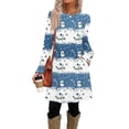 thumbnail image 4 of Women's Fashion Casual Dress with Pockets, Decorative Buttons, Christmas Prints, Round Neck and Long Sleeves for Practical Holiday Wear,Sky Blue,S, 4 of 4
