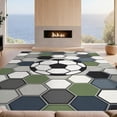 thumbnail image 2 of Design&I 8'x10' Washable Area Rug Shaped Soccer Beast Pentagon Motif Graphic Footboard Football for King Size Bedroom, Under Bed, Sleek Flatweave Pet Friendly, 2 of 7