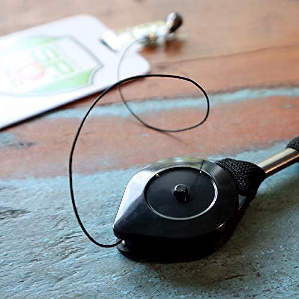 25 Pack - Comfort Lanyard with Locking Badge Reel - Locks in Open (Extended) Position with Push Button Recoil - Quick Release Safety Breakaway for Insert & Swipe Key Cards by Specialist ID (Black)