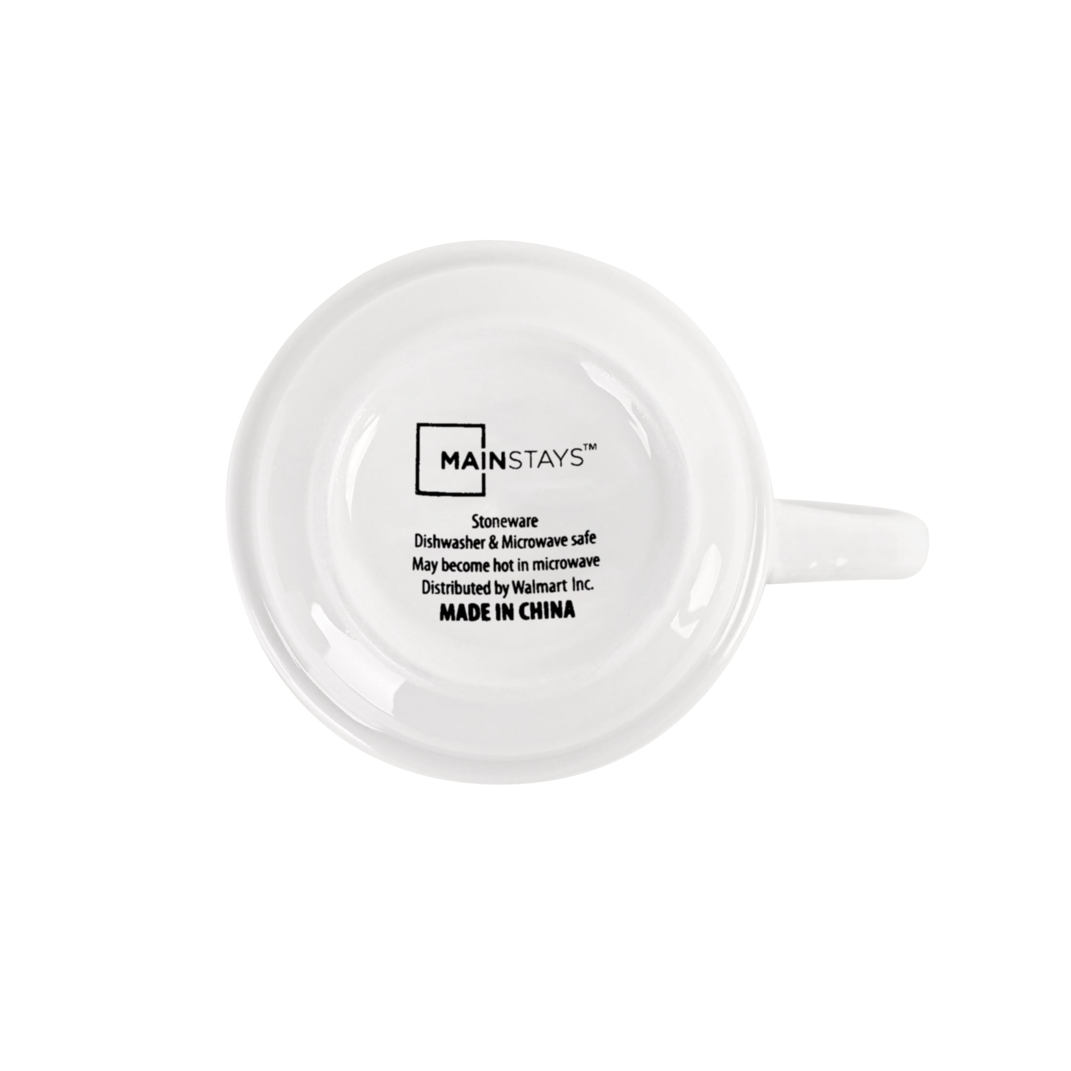 (4 pack) Mainstays White Ceramic Coffee Mug with Blue Rim, 11 oz