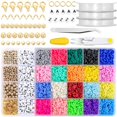 thumbnail image 3 of 4000 Pcs Clay Beads 20 Colors Flat Round Clay Beads with Pendant Kit 3 Roll Elastic Strings for DIY Jewelry Making Bracelets Necklace, 3 of 7