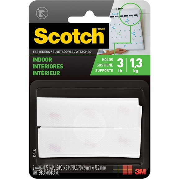 Scotch Indoor Fasteners, 3/4 in. x 3 in., White, 2 Sets/Pack