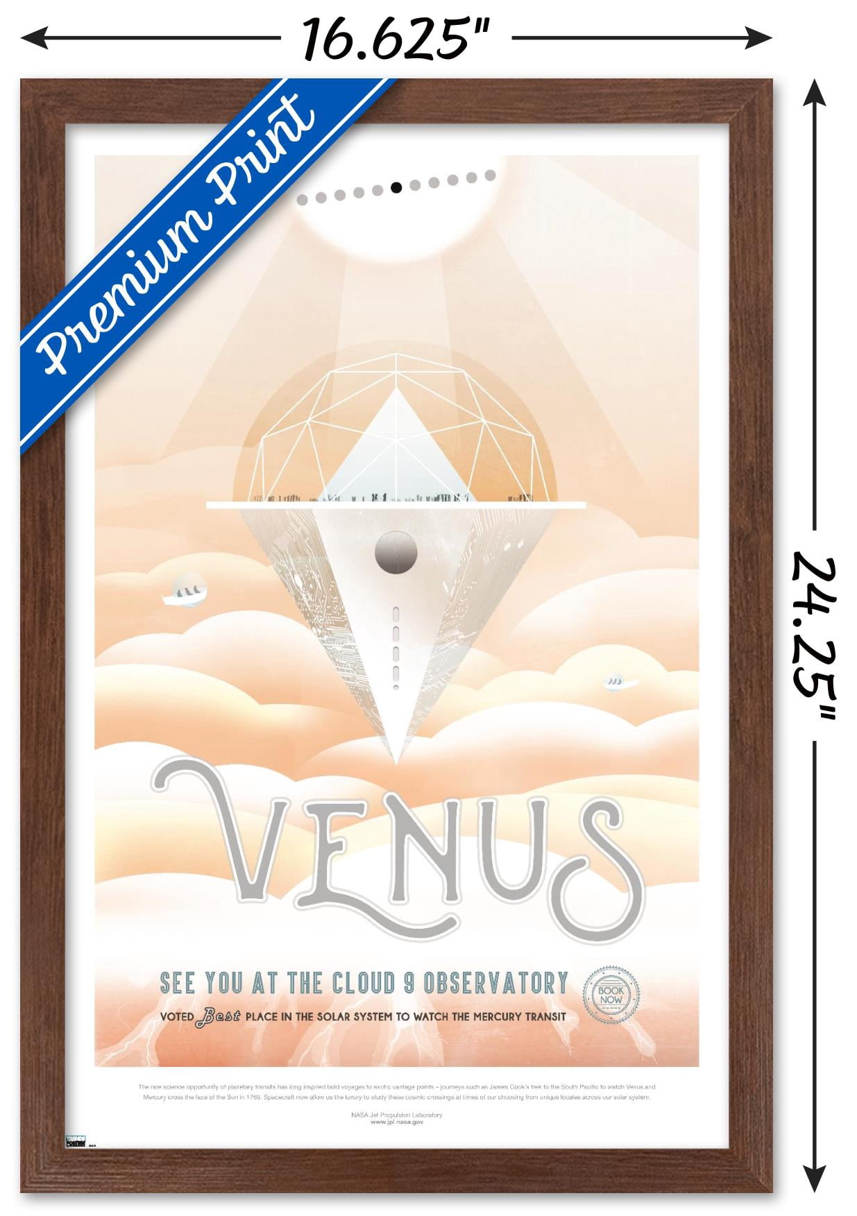 NASA - Venus Travel Poster Wall Poster, 14.725" x 22.375" Framed