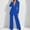 Blue, variant on Daolelai Women's Fashion Long Sleeve Suit Solid Color Suit Trousers Two-Piece Set