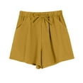 thumbnail image 4 of Lenpel Women's Casual Shorts Elastic High Waisted Mid Thigh Wide Leg Lounge Shorts Summer Beach Shorts with Pockets, 4 of 4