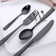 thumbnail image 1 of Juego de cubiertos de acero inoxidable, vajilla negra para cena de boda (4 piezas, negro) ShuxiuWang 8390613591647, 1 of 1