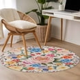 thumbnail image 4 of Small Round Rug 3Ft Washable Non-Slip, Boho Pink Flowers Circle Area Rugs for Living Room Bedroom, Colorful Floral Spring Vintage Botanical Indoor Floor Mats Carpet Runner for Home Decor, 4 of 8