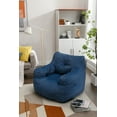 thumbnail image 4 of Bean Bag Soft Cotton Linen Fabric Bag Chair Filled with Memory Sponge, Fluffy and Lazy Sofa Filled with Memory Sponge Bag Sofa with Armrests for Living Room, Blue, 4 of 9