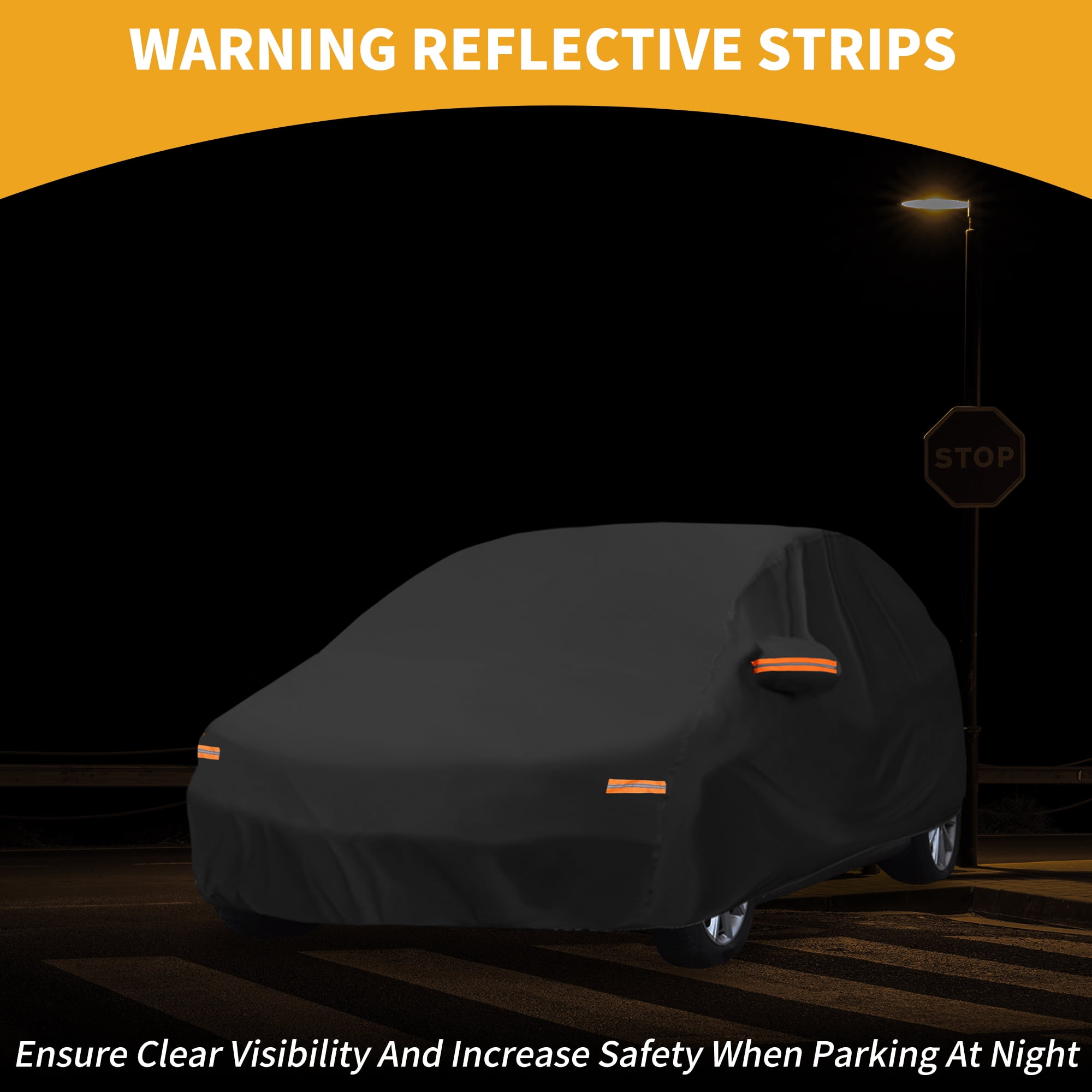 Unique Bargains Universal Waterproof Car Cover 190T-PU Black 165.35"x70.87"x53.15"