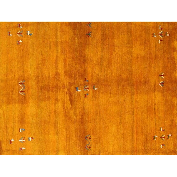 Ahgly Company Indoor Rectangle Contemporary Orange Red Abstract Area Rugs, 7' x 9'