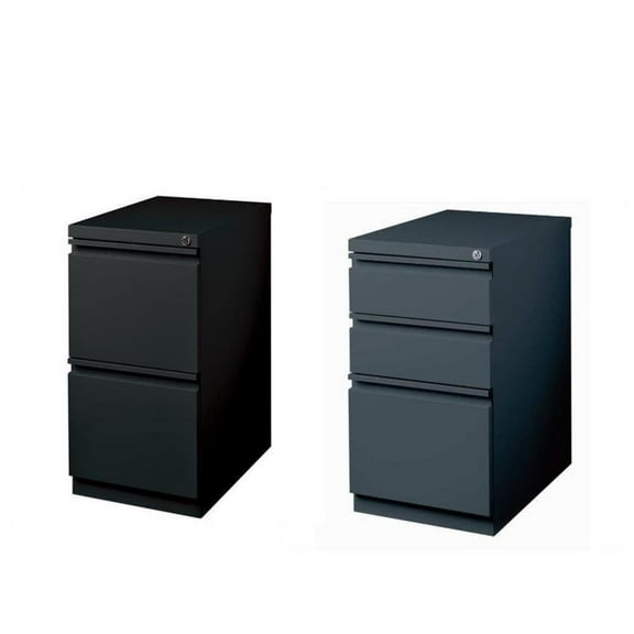2 Piece Value Pack Mobile Filing Cabinet in Black and Charcoal
