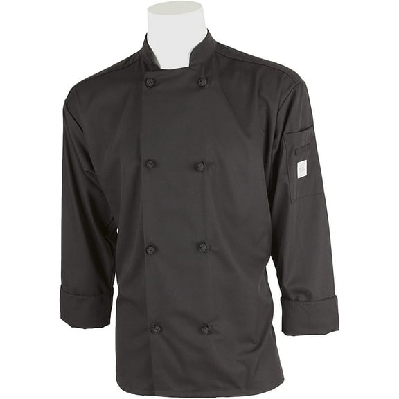 Mercer Culinary M60012BKM Millennia Men's Cook Jacket with Cloth Knot Buttons, Medium, Black Medium Black