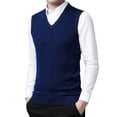 thumbnail image 1 of Men's V-Neck Sleeveless Sweater Vest Classic Knitted Pullover Casual Comfortable Lightweight Breathable for Spring Summer Fall, 1 of 4