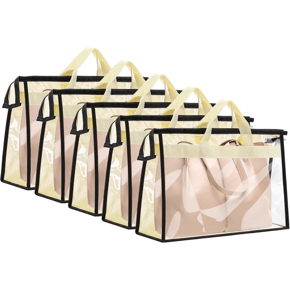 Erinnmy Staubbeutel für Handtasche, transparente Staubschutzbeutel mit Reißverschluss und Griff, atmungsaktiver Handtaschen-Organizer, wasserdichter Handtaschenschutz für Schrank, 10,2 x 34 x 11,9 cm