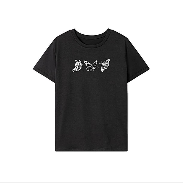 Camiseta para mujer Camiseta básica Elegante y suave Camiseta con cuello redondo para vacaciones Camping M