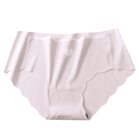 Fulorrnie Women s Mid Rise Seamless Panties Heart Print Cotton Gusset Breathable Underwear for Summer  No Visible Panty Line  Light Pink  XL