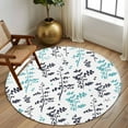 thumbnail image 2 of Round Area Rug 5 Ft, Aqua Grey Botanical Washable Non-Slip Circle Carpet for Living Room/Bedroom, Watercolor Spring Floral Summer Leaf Low-Profile Runner Mats Collection Rugs for Indoor, 2 of 8