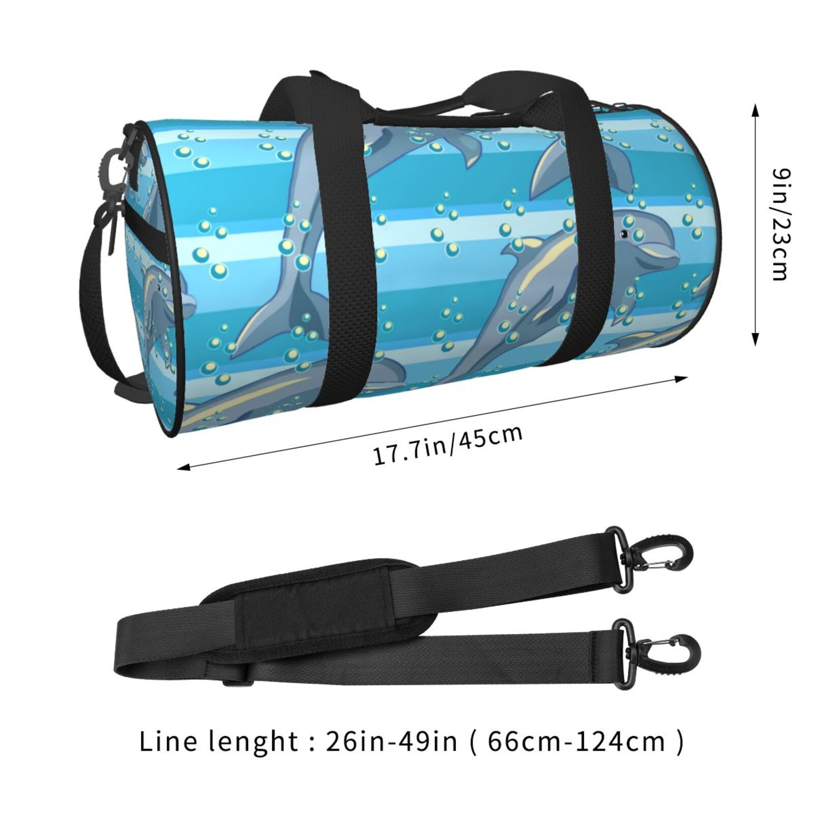 Vsdgher Dolphin 45L Foldable Duffel Bag, Sports Gym Bag,Overnight Bag, Portable Weekender Bag for Airplanes