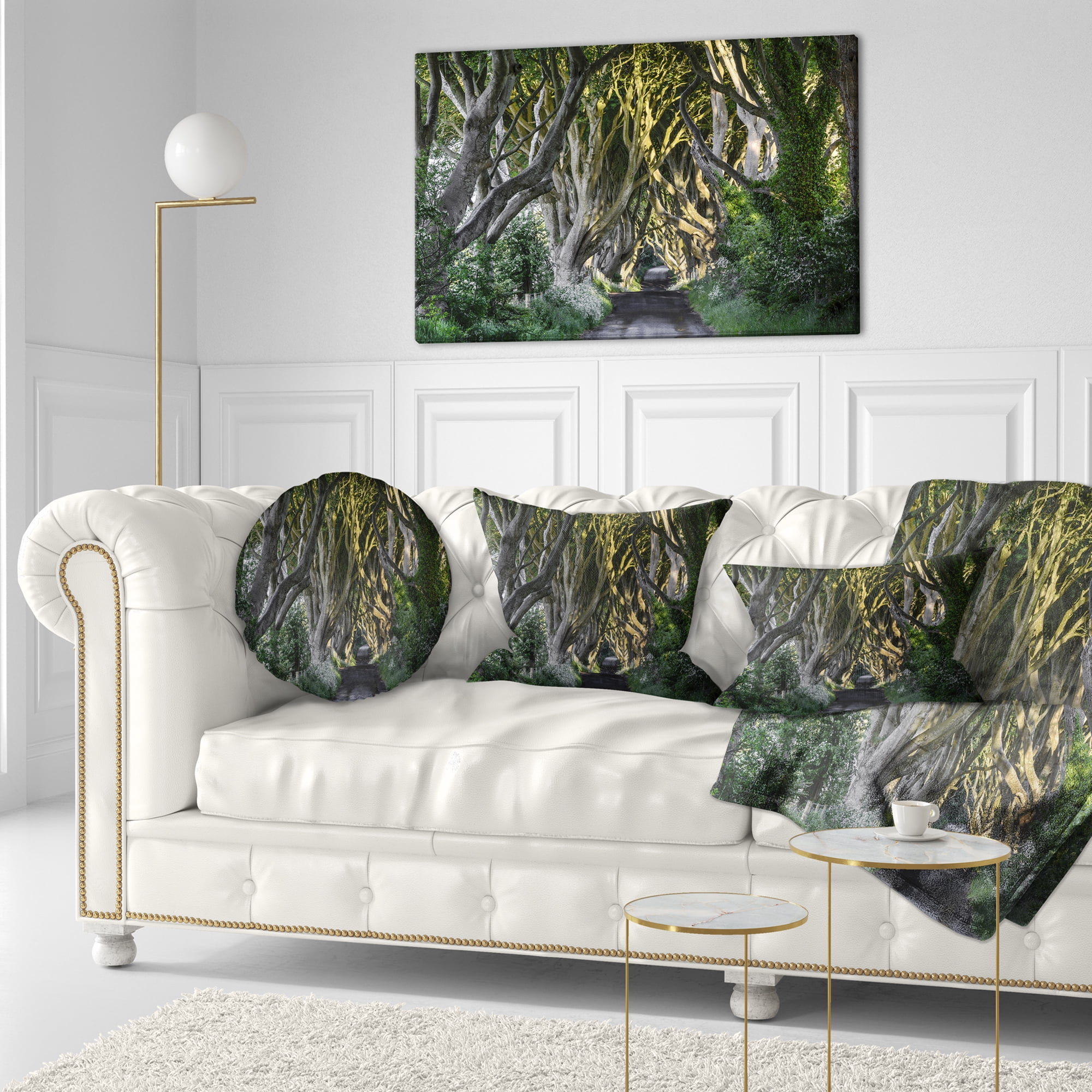 Designart The Dark Hedges Ireland Landscape - Photography Throw Pillow - 12x20