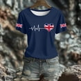 thumbnail image 4 of T Shirts for Women Great British Flag Print Short Sleeve Crew Neck Tops Summer Casual Stretch Comfy Loose Workout Basic Tees Z006-Navy M, 4 of 5
