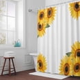 thumbnail image 5 of Sunflower Leaf Fabric Shower Curtain Yellow Floral Plant Washable Shower Curtains for Bathroom, Waterproof Bath Curtain with Hooks Home Decor 72x72in, 5 of 8
