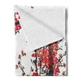 thumbnail image 2 of Japanese Soft Flannel Fleece Throw Blanket, Cherry Blossom Sakura Branch Brushstrokes Image Print, Cozy Plush for Indoor and Outdoor Use, 50" x 70", Red and Brown, by Ambesonne, 2 of 5