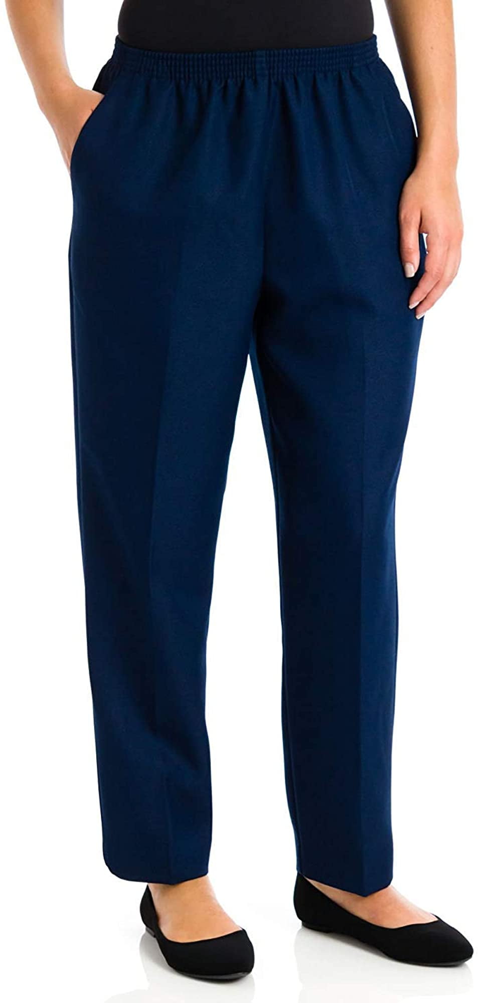 Alfred Dunner Classics Elastic Waist Pants - Comfort Pull-On Pants With Side Pockets