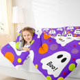thumbnail image 3 of Feelyou Cartoon Ghost Boo Queen Comforter Set, Cute Polka Dot Comforter Sets Queen, Orchid White, Halloween Reversible, 3 Pieces, 1 Comforter and 2 Pillowcases, 3 of 7