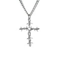 thumbnail image 3 of Men's Stainless Barbed Wire Cross Necklace - John 19:30 by Shields of Strength, 3 of 4