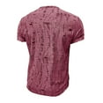 thumbnail image 4 of Chiccall Mens Distressed T Shirts Short Sleeve Button Up Shirts Stylish Ripped Hole Tee Tops Red XL, 4 of 5