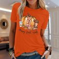 thumbnail image 2 of Blusa de manga corta con estampado de otoño y cuello redondo informal de verano para mujer Pompotops  hfajkhk139865, 2 of 4