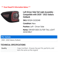 thumbnail image 2 of Left Driver Side Tail Light Assembly - Compatible with 2020 - 2022 Subaru Outback 2021, 2 of 2
