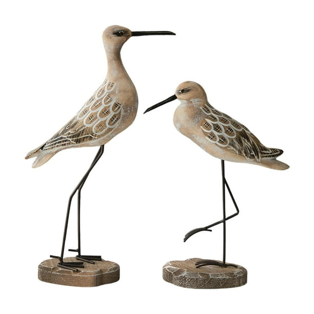 2 Figuras de Animales Marinos, Escultura Rústica de Aves Marinas, Adornos de Mesa Realistas Marrón