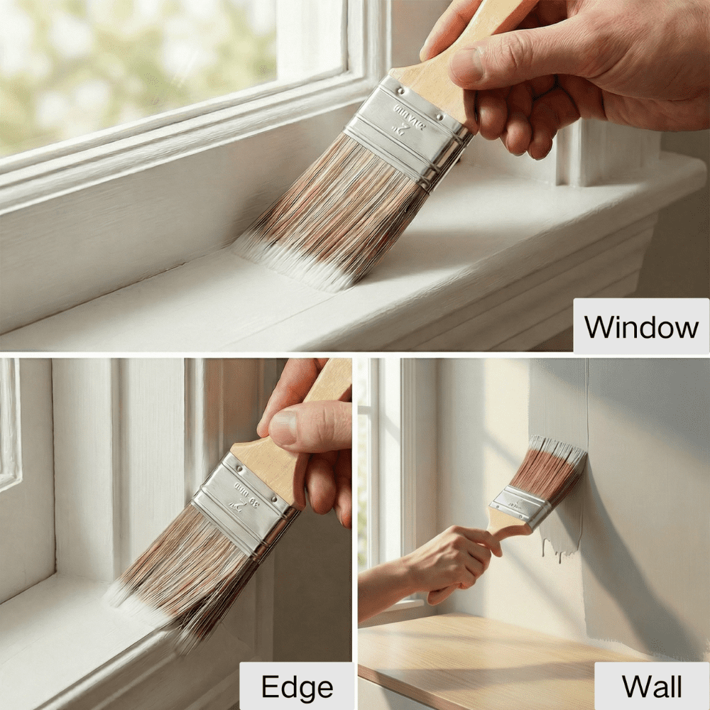 KINGORIGIN 6 Piece Paint Brush Set – 1.5", 2", 3" and 2" Angled Brush Sizes for House Painting, Wall, Furniture, Trim, and Fence Refinishing
